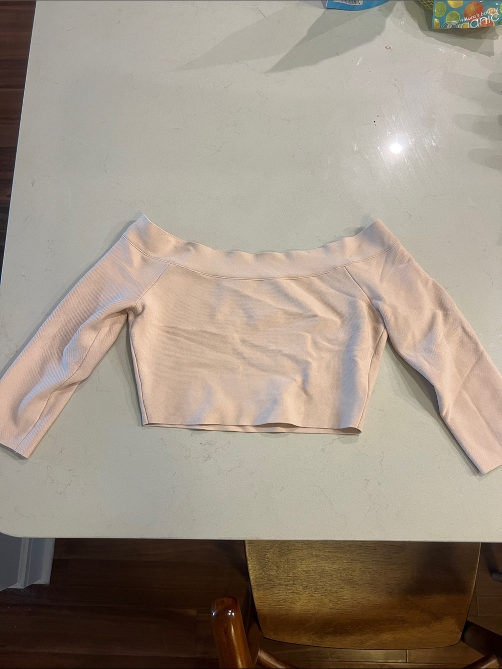 BCBGMaxAzria Blush Off-the-Shoulder Crop Top